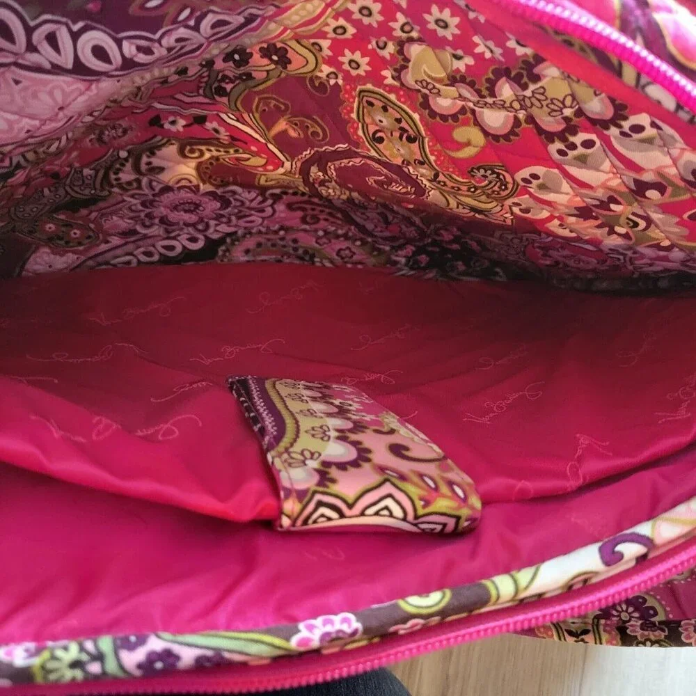 Vera Bradley Pink Paisley Quilted Daypack with Floral Trim